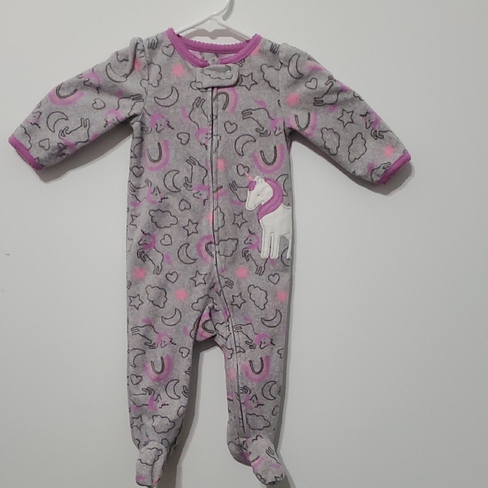 Carter's Gray and Pink Unicorn Footie Pajama